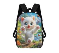 sinyumoney 3D Printed Adorable Kitten in Flower Garden School Backpack for Kids Children's 17inch Backpacks Boy Girl Book Bags Kids School Bag