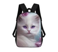 sinyumoney 3D Printed Adorable White Cat Artwork Children School Bookbags Fashion Rucksack Casual Travel Children's Backpacks Large Capacity Daypack for Boys Girls 17inch