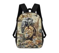 sinyumoney 3D Printed African Safari Animals Map School Bag Boys Girls Children's 17inch Backpack School Backpack Casual Fashion Backpack for in School Or Travel
