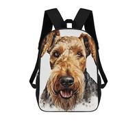 sinyumoney 3D Printed Airedale Terrier Portrait School Backpack With Big Pockets for Kids, Children's Backpacks Book Bags Kids School Bag 17inch