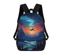 sinyumoney 3D Printed Airplane Travels Over Land Children School Backpack Fashion Rucksack Casual Travel 17inch Backpacks Large Capacity Daypack for Boys Girls
