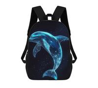 sinyumoney 3D Printed Algorithmic Cosmic Dolphin School Bag Boys Girls Children's School Backpack Casual Fashion Backpack for in School Or Travel 17inch