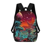 sinyumoney 3D Printed Alien Landscape with Astronauts -1 School Backpack With Big Pockets for Kids Children's Backpacks Boy Girl Book Bags Kids School Bag 17inch