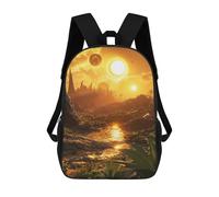 sinyumoney 3D Printed Alien Landscape with Multiple Suns Children's School Backpack for Kids High Capacity Travel Rucksacks Fashion Book Bags Kids School Bag Back Pack 17inch