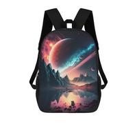 sinyumoney 3D Printed Alien Planet Reflections -1 School Bag Boys Girls Children's School Backpack Casual Fashion Backpack for in School Or Travel 17inch