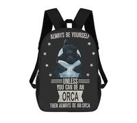 sinyumoney 3D Printed Always Be Yourself Orca School Book Bags Fashion Kids Large Capacity Backpack Children School Bag Travel Rucksacks 17inch