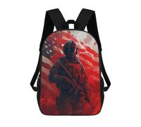 sinyumoney 3D Printed American Soldier School Bag Boys Girls Children's School Backpack Casual Fashion Backpack for in School Or Travel 17inch