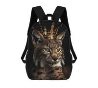 sinyumoney 3D Printed Animal Lynx King Children Backpacks Kids Cute School Backpack Outdoor Casual Daypack for Boys Middle School Students 17inch