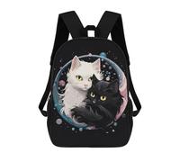 sinyumoney 3D Printed Anime White And Black Cat Children's 17inch School Backpack for Kids High Capacity Travel Rucksacks Fashion Book Bags Kids School Bag