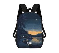 sinyumoney 3D Printed Apia Samoa Night Landscape Illustration Children's School Backpack for Kids High Capacity Travel Rucksacks Fashion Book Bags Kids School Bag Back Pack 17inch
