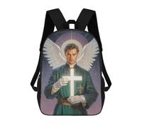 sinyumoney 3D Printed Archangel Raphael Holding Glowing Cross Children Backpacks Kids Cute School Backpack Outdoor Casual Daypack for Boys Middle School Students 17inch