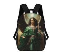 sinyumoney 3D Printed Archangel Raphael in Green Robe with Cross Children Backpacks Kids Cute School Backpack Outdoor Casual Daypack for Boys Middle School Students 17inch