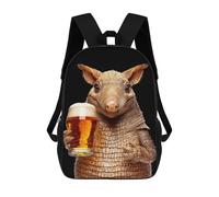 sinyumoney 3D Printed Armadillo with Beer School Book Bags Fashion Kids Large Capacity Backpack Children School Bag Travel Rucksacks 17inch