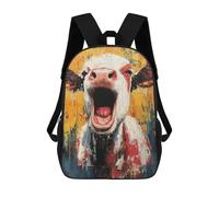 sinyumoney 3D Printed Artistic Cow Painting School Bag Boys Girls Children's 17inch Backpack School Backpack Casual Fashion Backpack for in School Or Travel