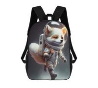 sinyumoney 3D Printed Astronaut Fox in Space Suit Children Backpacks Kids Cute School Backpack Outdoor Casual Daypack for Boys Middle School Students 17inch