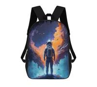 sinyumoney 3D Printed Astronaut Gazing Into Space Portal Children's School Backpack for Kids High Capacity Travel Rucksacks Fashion Book Bags Kids School Bag Back Pack 17inch