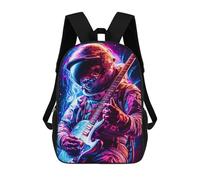 sinyumoney 3D Printed Astronaut Guitarist in Space -1 Children's School Backpack for Kids High Capacity Travel Rucksacks Fashion Book Bags Kids School Bag Back Pack 17inch