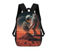 sinyumoney 3D Printed Astronaut Planting Tree on Mars Children's School Backpack for Kids High Capacity Travel Rucksacks Fashion Book Bags Kids School Bag Back Pack 17inch