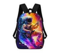 sinyumoney 3D Printed Astronaut Playing Guitar in Space -2 School Backpack With Big Pockets for Kids, Children's Backpacks Book Bags Kids School Bag 17inch
