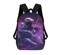 sinyumoney 3D Printed Astronaut Playing Violin in Space-1 Children School Backpack Fashion Rucksack Casual Travel 17inch Backpacks Large Capacity Daypack for Boys Girls