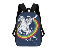 sinyumoney 3D Printed Astronaut Riding Unicorn Rainbow School Bag Boys Girls Children's School Backpack Casual Fashion Backpack for in School Or Travel 17inch
