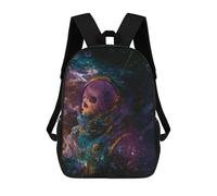sinyumoney 3D Printed Astronaut Skull in Space School Backpack With Big Pockets for Kids, Children's Backpacks Book Bags Kids School Bag 17inch