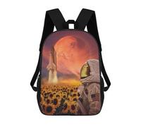 sinyumoney 3D Printed Astronaut Watching Rocket Launch School Bag Boys Girls Children's School Backpack Casual Fashion Backpack for in School Or Travel 17inch