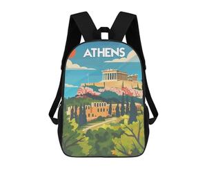 sinyumoney 3D Printed Athens Acropolis View School Bag Boys Girls Children's School Backpack Casual Fashion Backpack for in School Or Travel 17inch