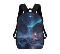 sinyumoney 3D Printed Aurora Borealis Over Frozen Waterfall Children Backpacks Kids Cute School Backpack Outdoor Casual Daypack for Boys Middle School Students 17inch