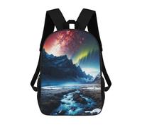 sinyumoney 3D Printed Aurora Over The Stream Children School Backpack Fashion Rucksack Casual Travel 17inch Backpacks Large Capacity Daypack for Boys Girls