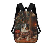 sinyumoney 3D Printed Australian Shepherd Holiday Art Dog in Sweater by Christmas Tree School Backpack for Kids Children's 17inch Backpacks Boy Girl Book Bags Kids School Bag
