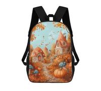 sinyumoney 3D Printed Autumn Cottage Village School Backpack With Big Pockets for Kids Children's Backpacks Boy Girl Book Bags Kids School Bag 17inch