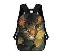 sinyumoney 3D Printed Autumn Leaves Cat Portrait-2 Children's 17inch School Backpack for Kids High Capacity Travel Rucksacks Fashion Book Bags Kids School Bag