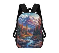 sinyumoney 3D Printed Autumn Mountain Stream Landscape School Backpack With Big Pockets for Kids, Children's Backpacks Book Bags Kids School Bag 17inch