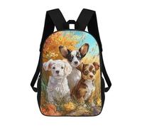 sinyumoney 3D Printed Autumn Puppies in Field-3 School Backpack for Kids Children's 17inch Backpacks Boy Girl Book Bags Kids School Bag
