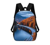 sinyumoney 3D Printed Autumn Road Bridge School Backpack for Kids Children's 17inch Backpacks Boy Girl Book Bags Kids School Bag