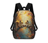 sinyumoney 3D Printed Autumn Squirrel Pair School Backpack for Kids Children's 17inch Backpacks Boy Girl Book Bags Kids School Bag