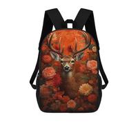 sinyumoney 3D Printed Autumnal Deer Floral Artwork School Backpack Book 17inch Bags Fashion Backpacks Large Capacity Backpack Children Travel Rucksacks