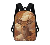 sinyumoney 3D Printed Autumnal Deer Portrait-1 Children School Backpack Fashion Rucksack Casual Travel 17inch Backpacks Large Capacity Daypack for Boys Girls