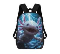 sinyumoney 3D Printed Axolotl Lightning School Bags Kids Backpacks Casual Fashion Backpacks Book Bags for Boys Elementary And Middle School Students 17inch