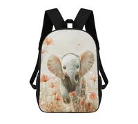 sinyumoney 3D Printed Baby Elephant in Flowers Children Backpacks Kids Cute School Backpack Outdoor Casual Daypack for Boys Middle School Students 17inch