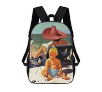 sinyumoney 3D Printed Baby on The Beach School Bag Boys Girls Children's 17inch Backpack School Backpack Casual Fashion Backpack for in School Or Travel