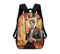 sinyumoney 3D Printed Backpack Abstract Man in Suit Children's School Bags Book Bags Travel Lightweight Backpack Boys Girls School Bag for Middle School Students 17inch