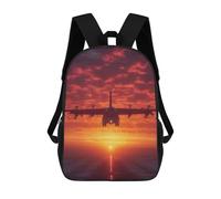 sinyumoney 3D Printed Backpack Airplane at Sky Background Children's School Bags Book Bags Travel Lightweight Backpack Boys Girls School Bag for Middle School Students 17inch