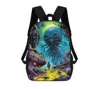 sinyumoney 3D Printed Backpack Alien Encounter in A Fantasy Forest Children's School Bags Rucksacks High Capacity Travel Kids School Bag Fashion Book Bags Boy Girl Back Pack 17inch