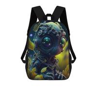 sinyumoney 3D Printed Backpack Alien Garden Guardian Children's School Bags Rucksacks High Capacity Travel Kids School Bag Fashion Book Bags Boy Girl Back Pack 17inch