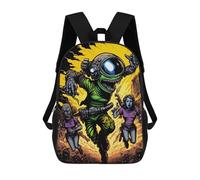 sinyumoney 3D Printed Backpack Alien in Spacesuit Attacks Children's School Bags Book Bags Travel Lightweight Backpack Boys Girls School Bag for Middle School Students 17inch