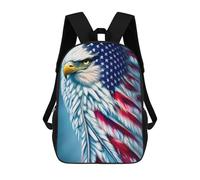 sinyumoney 3D Printed Backpack American Flag Eagle Artwork Children's School Bags Book Bags Travel Lightweight Backpack Boys Girls School Bag for Middle School Students 17inch