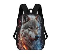 sinyumoney 3D Printed Backpack Angry Wolf Face Animal Children's School Bags Rucksacks High Capacity Travel Kids School Bag Fashion Book Bags Boy Girl Back Pack 17inch