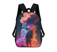 sinyumoney 3D Printed Backpack Astronaut Amidst Colorful Clouds Children's School Bags Book Bags Travel Lightweight Backpack Boys Girls School Bag for Middle School Students 17inch